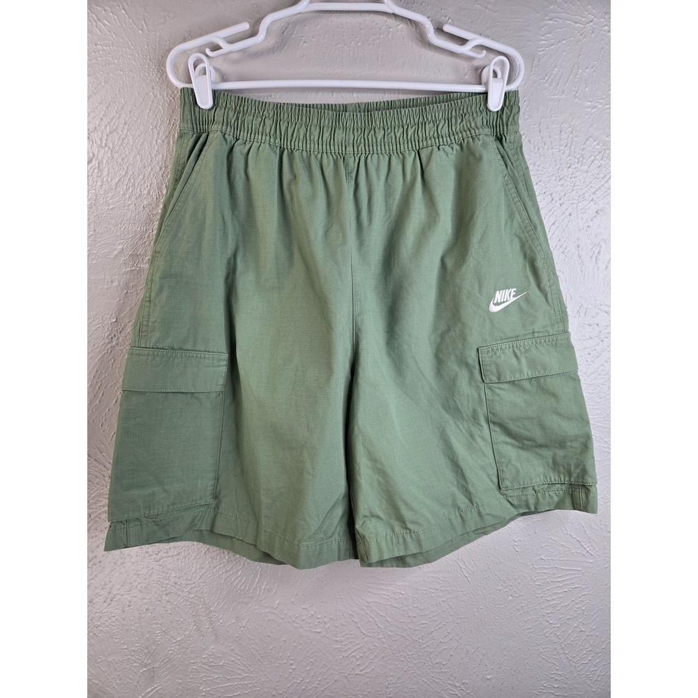 Nike Cargo Shorts Mens L 32" Green Cotton Pull On Loose Fit Atheleisure Streetwe